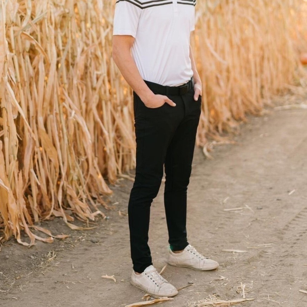 ZYIA Active Men’s Size Large Black Office Chino Pant 32” Slim Athletic Fit NEW